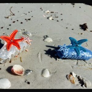 Starfish Hair Clips in Red and Blue